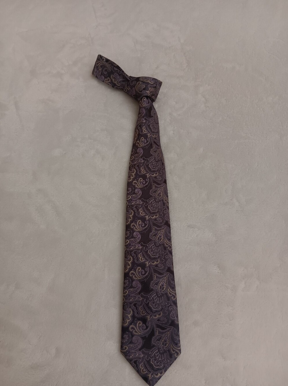 John Sparks Purple Paisley Silk Tie with Gold Details